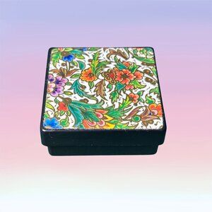 Floral Embossed 2" Square Trinket Box
